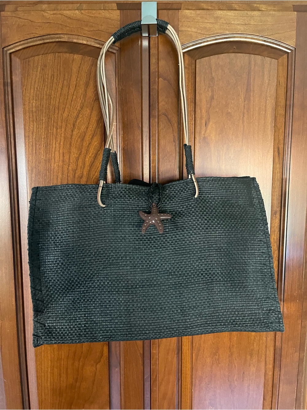 Black Woven Tote with Starfish Charm